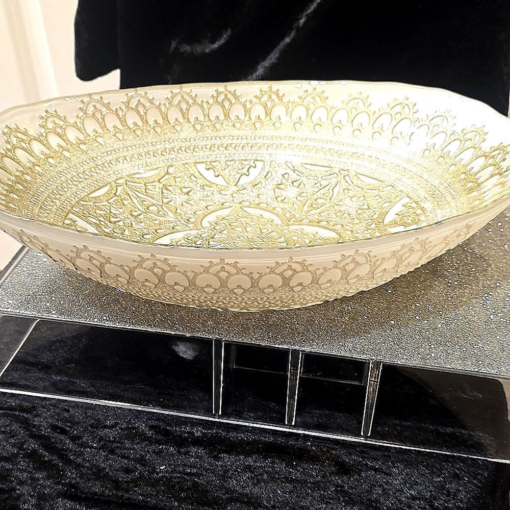Artistic Accents Gold Lace Crochet Decorative Glass Bowl - Picture 7 of 10
